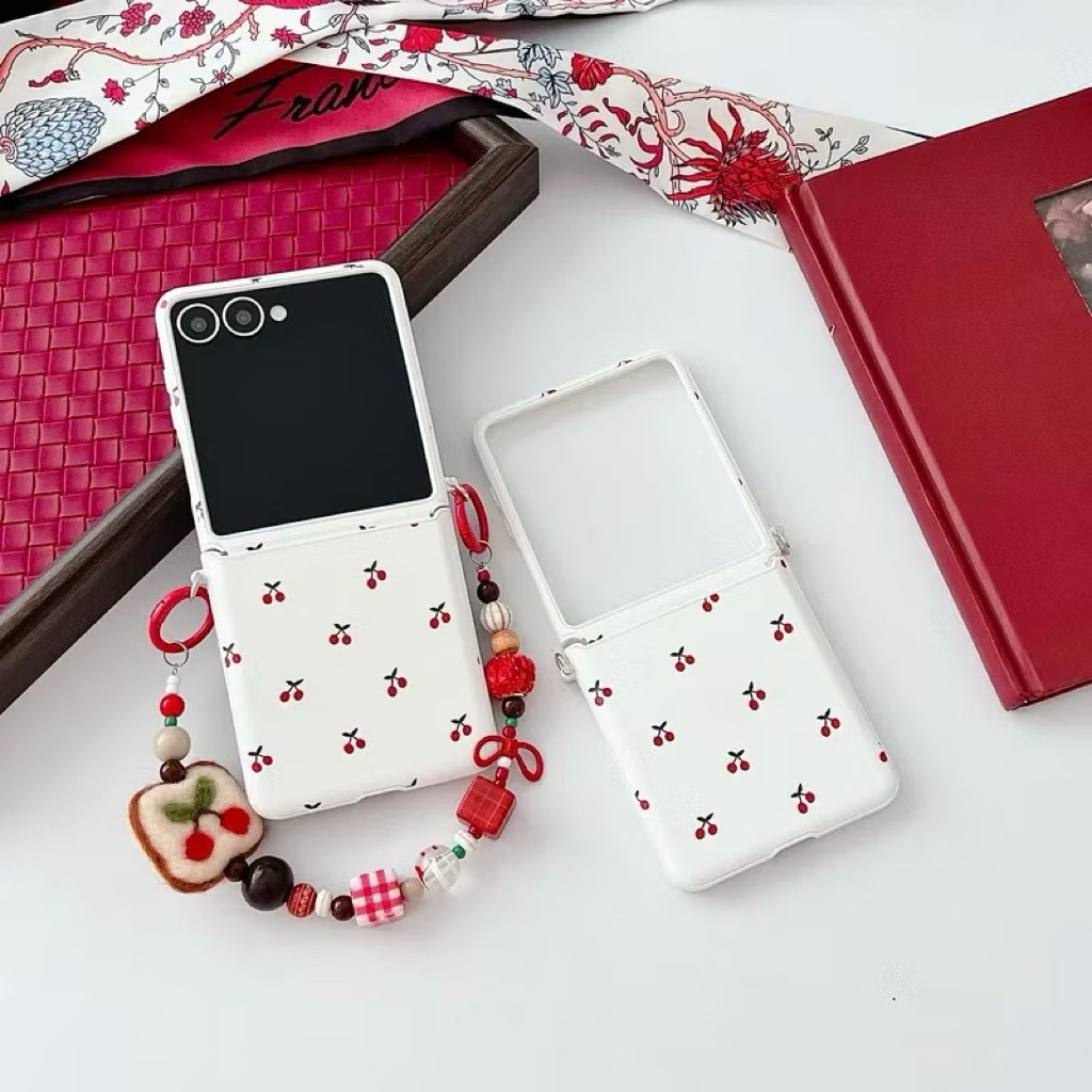 Shockproof Case Z Flip 7 Fruit Cherry With Chain Charm Gantungan Hp Lucu Imut Phone Strap Accesories