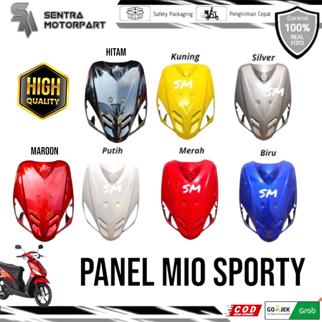 Panel tameng depan mio sporty hitam kuning silver putih merah maroon marun biru non original bahan a