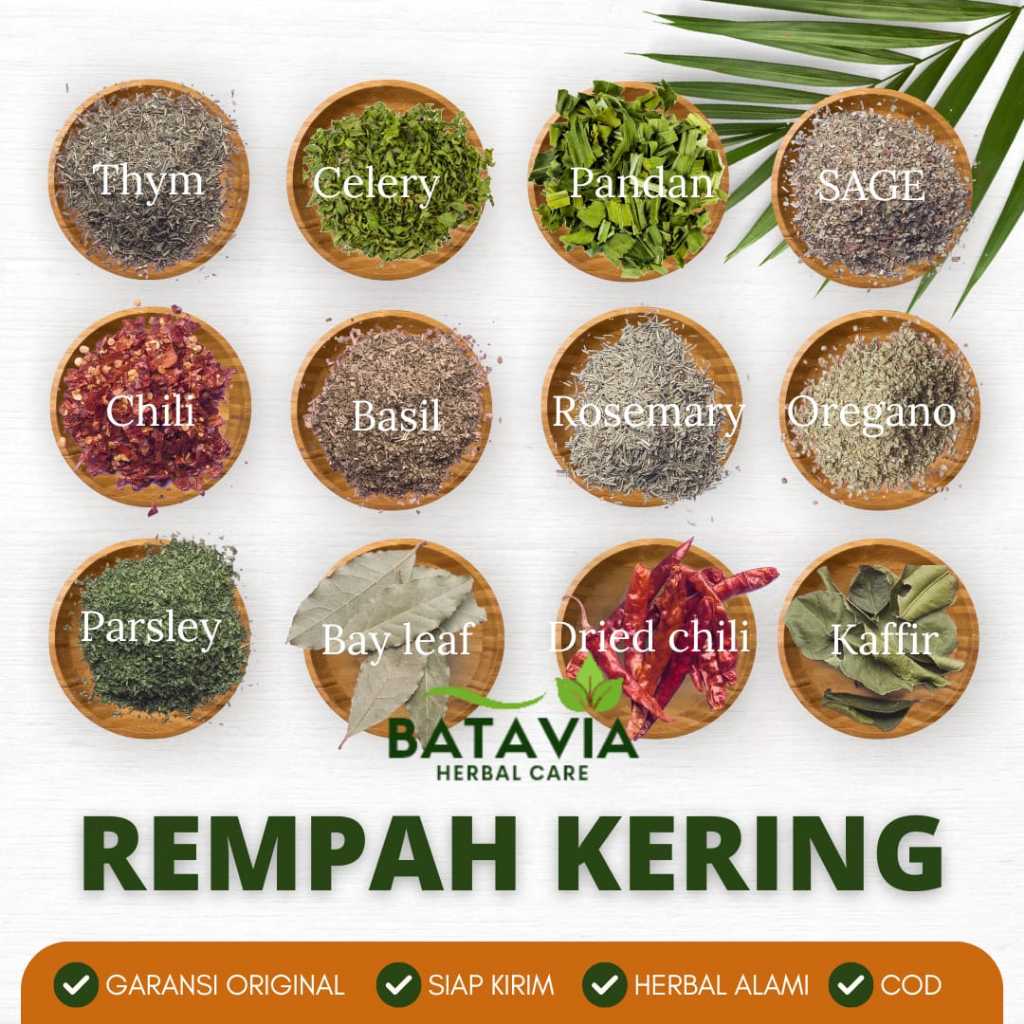 

Rempah Bumbu Kering Oregano Rosemary Thyme Basil Parsley Celery Pandan