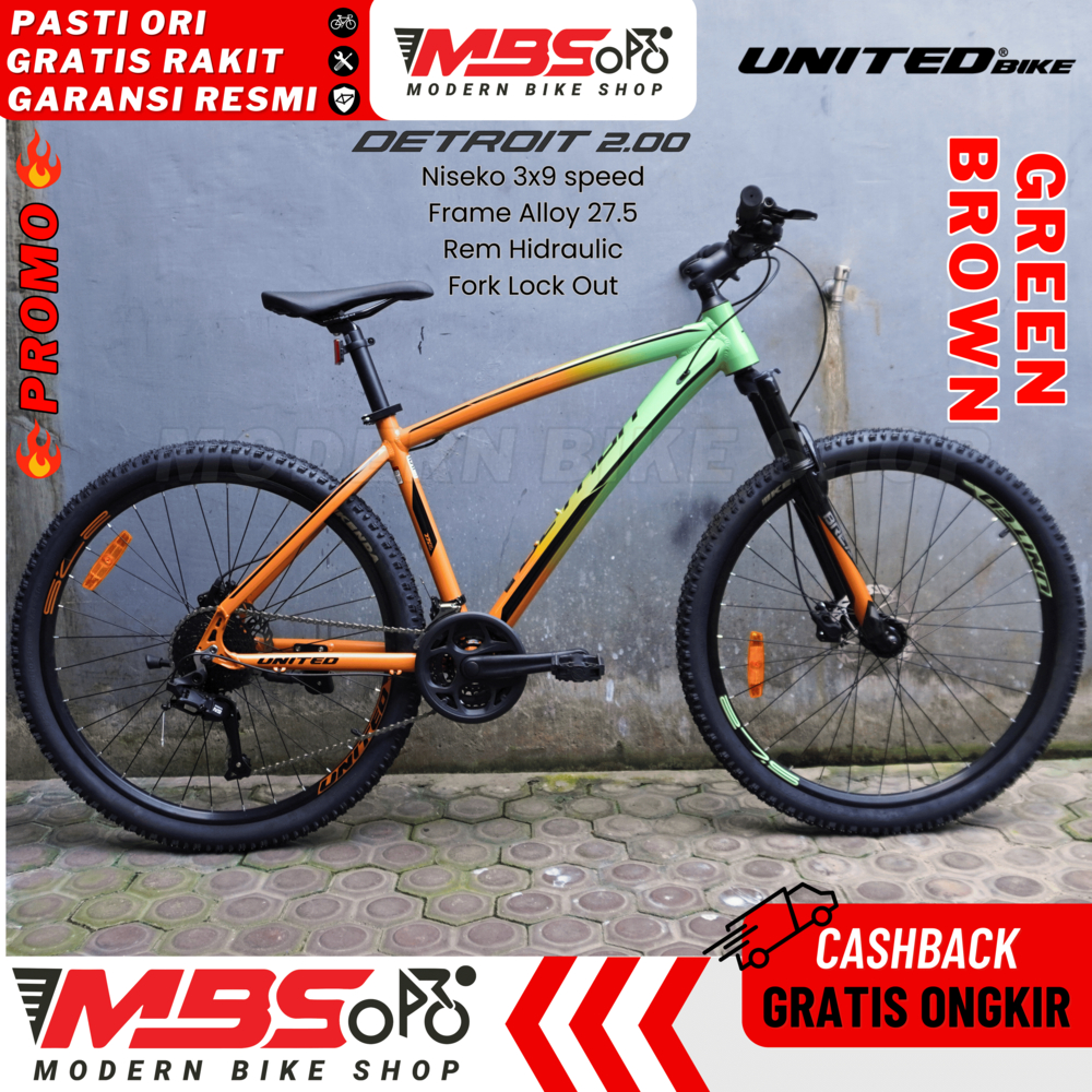[HARGA PROMO] Sepeda Gunung United Detroit 27.5” - Frame Alloy 27 Speed Rem Hidrolik DEWASA MTB