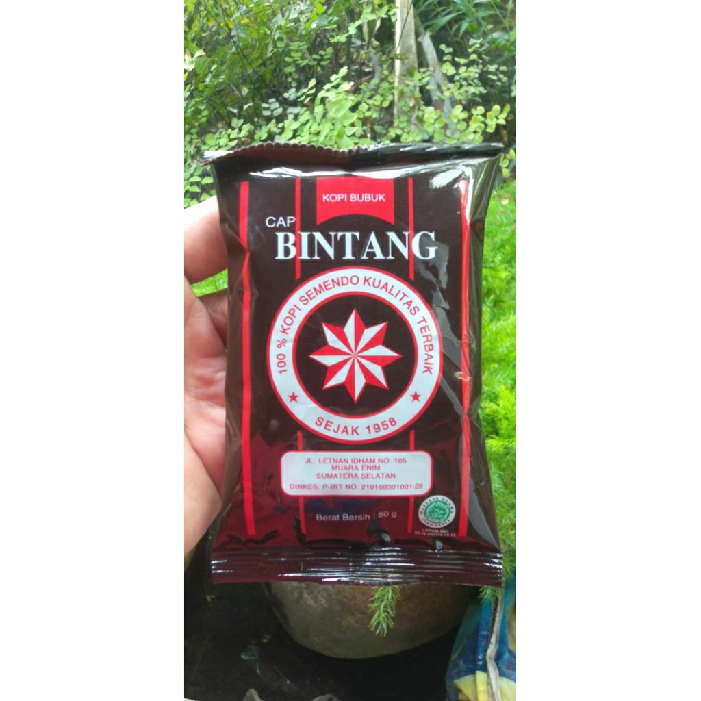 

Kopi Hitam Bubuk Cap Bintang Asli Semendo Kemasan 50 Gram : Harga Pas Rp.9.300