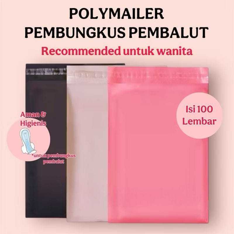 Polymailer Pembungkus Pembalut  Isi 100 Lembar Aman & Higienis Berwarna UK 10x20cm