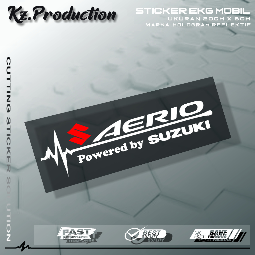 Sticker Cutting Kaca Mobil Suzuki Aerio Motif Detak Jantung EKG Mobil Suzuki