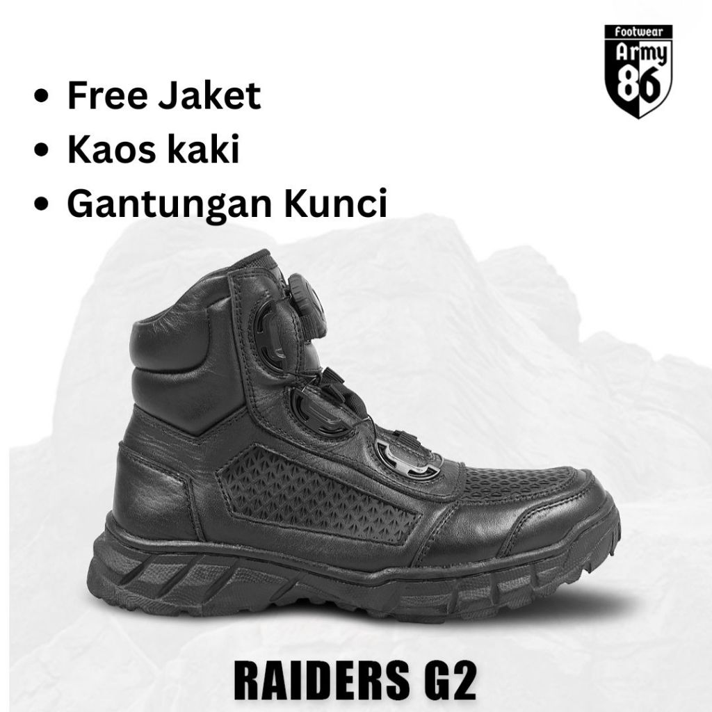 Army86 Sepatu PDL Tali Putar Jaring tawon Tactical pendek 6 inchi model RAIDERS G2