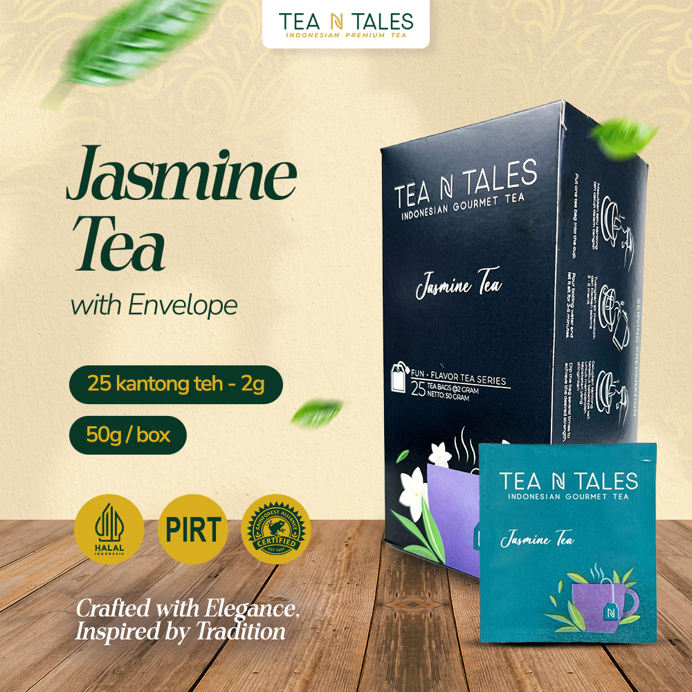 

TeaNTales Jasmine Tea - Teh Melati Premium Rendah Kafein | 25 Envelope Tea Bags @2g