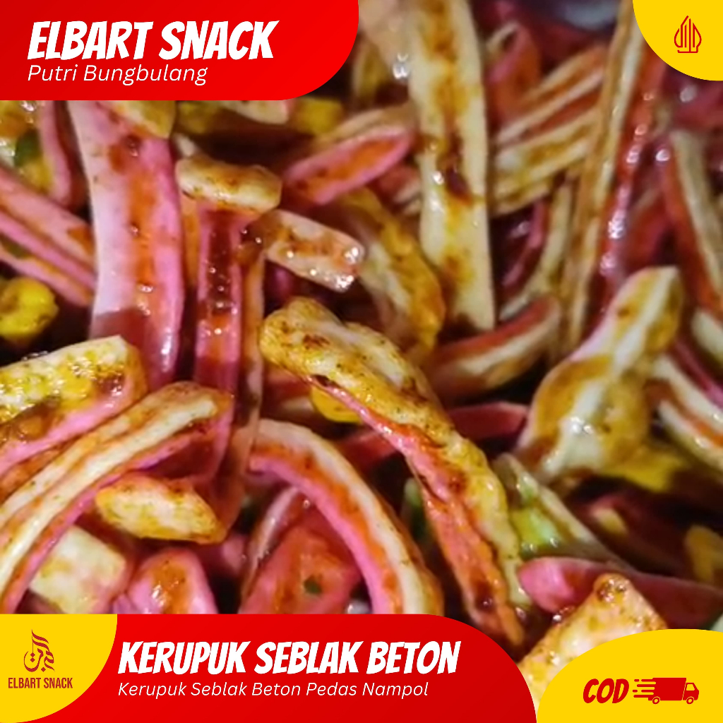 

seblak kerupuk jaat beton pedas Gurih cikruh bumbu melimpah/kerupuk jaat beton isi 500gr