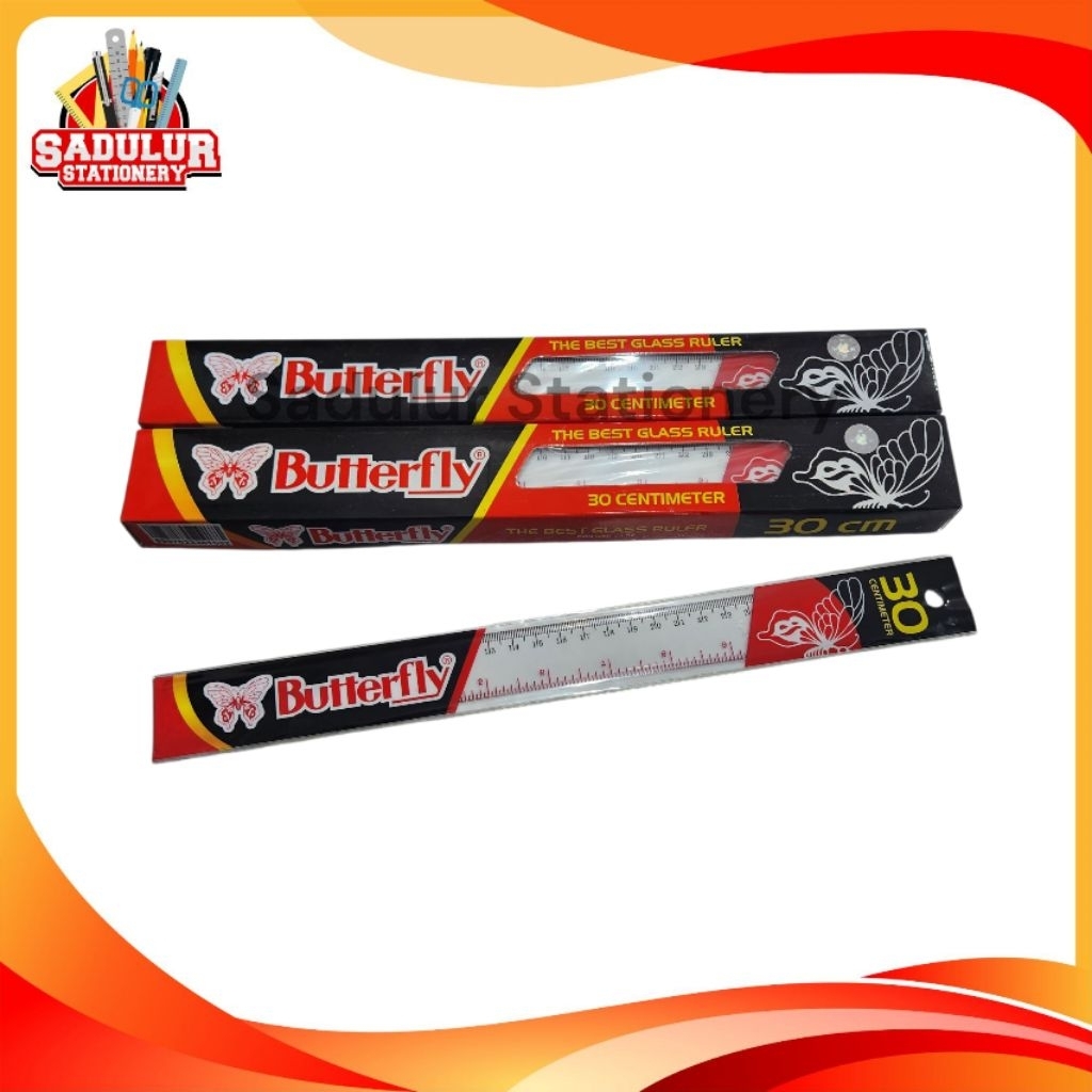 

1 Lusin Penggaris Butterfly 30cm Garisan Kupu Plastik