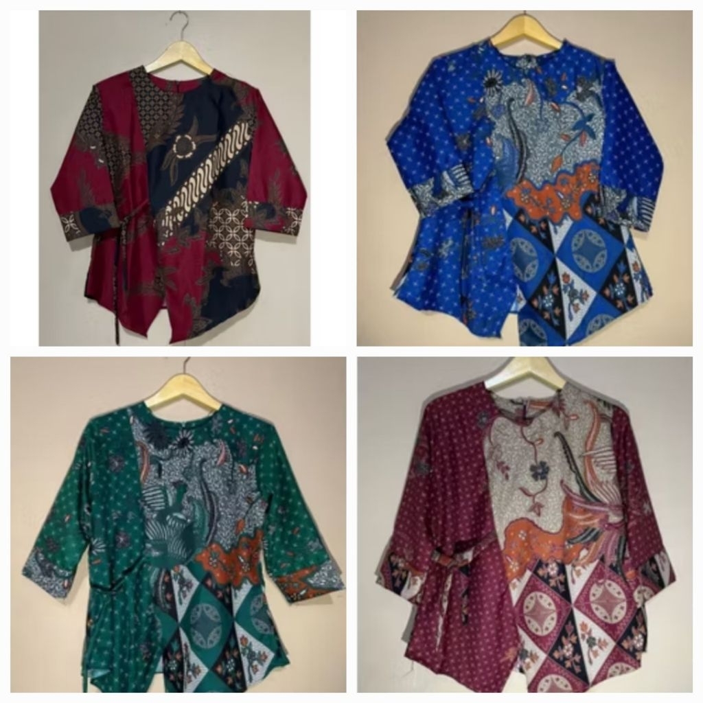 Lengan Pendek Atasan Batik Blouse Wanita/Ready M/L/XL/XXL