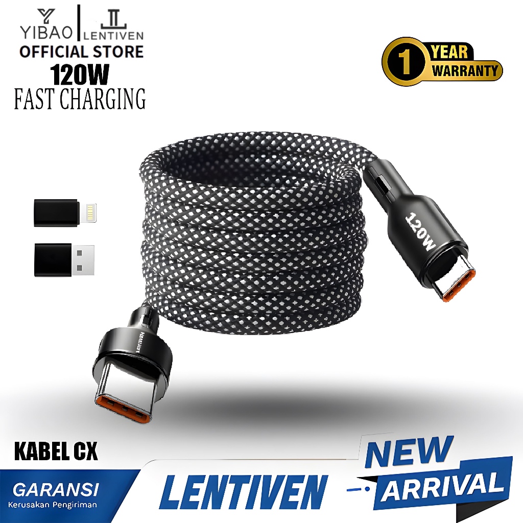 YIBAO LENTIVEN Kabel Data 120W Fast Charging Micro Usb Type C TO Type C Cable Magnetic FOR iPhone io