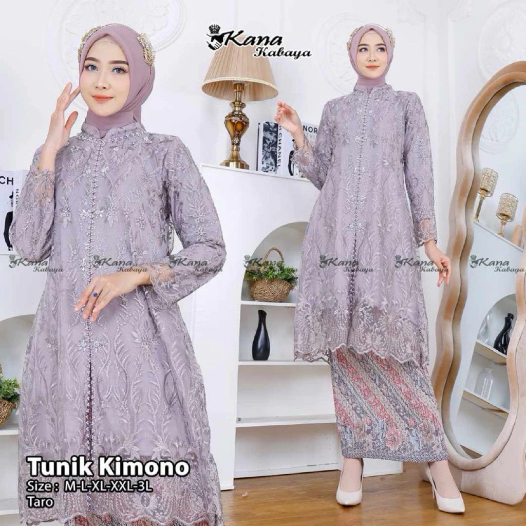 Set Kebaya Tunik Brukat Resleting Depan (XXL) Kebaya Modern Kebaya Wisuda Baju Kebaya Modern