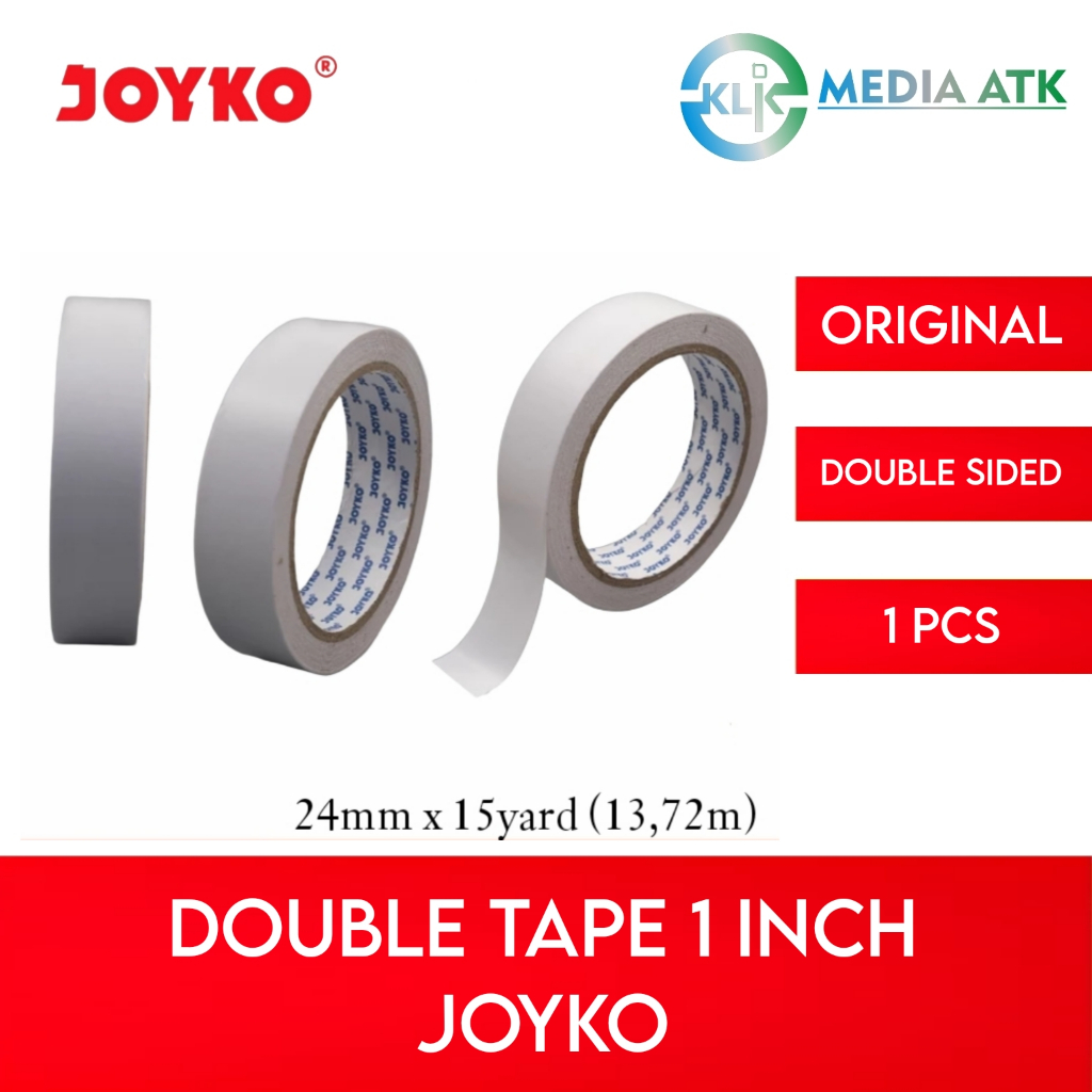 

Double Sided Tape Joyko 1 Inch - 24mm x 15yard - 1 Pcs