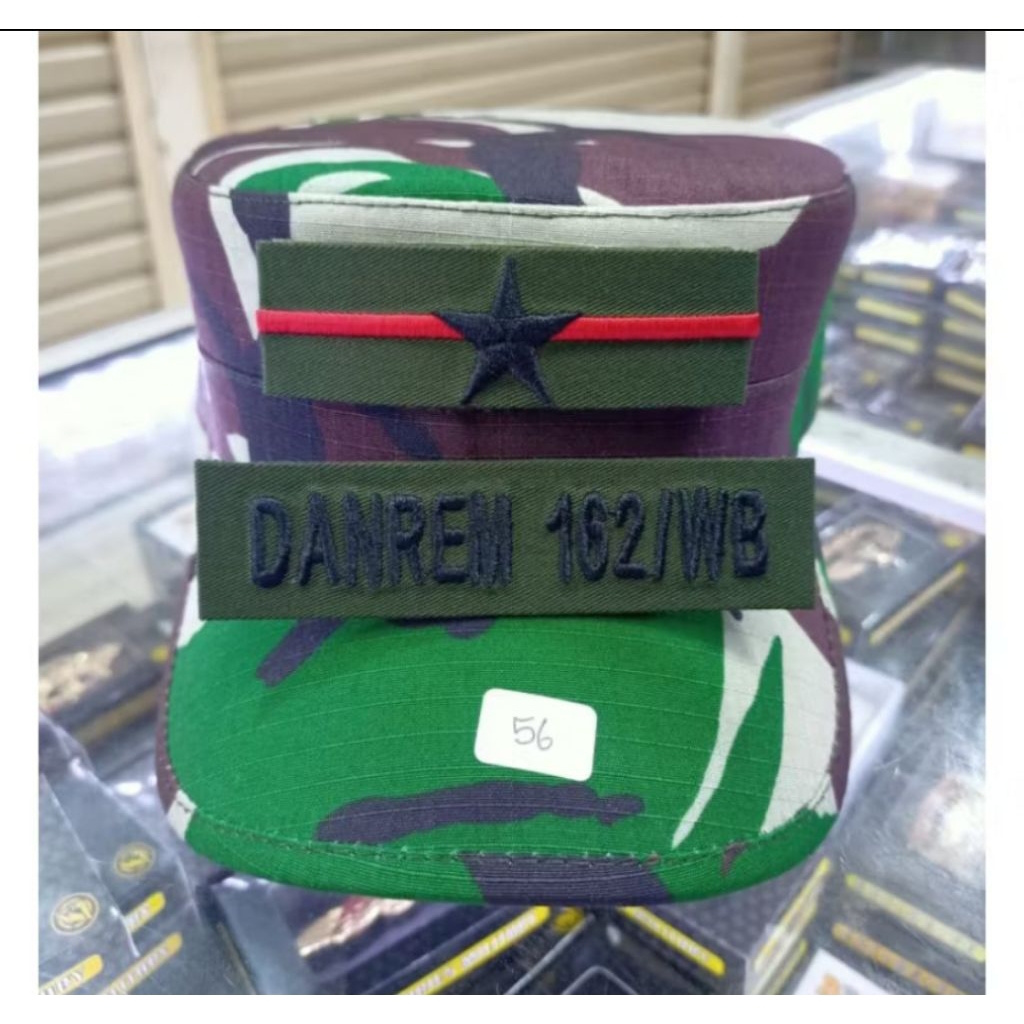 Topi Pet PDL TNI + Nama Dan Pangkat Bordir