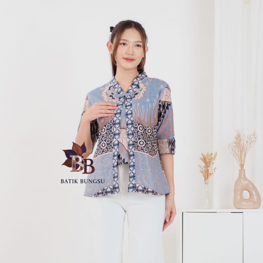 BAJU BATIK WANITA MODERN BLOUSE BOLERO
