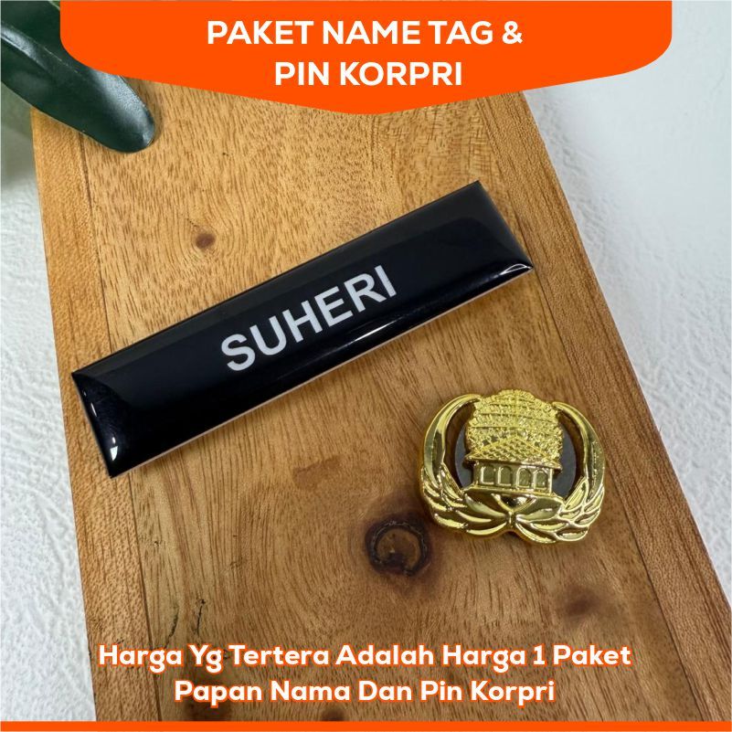 

Papan Nama Dada PNS Name Tag ASN Paket Pin Korpri