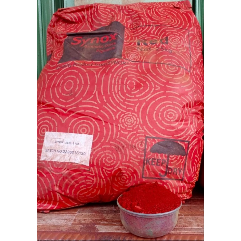 

Pigment/pewarna serbuk iron oxide oker,verff Synox Red merah S130 (1sak @25kg)