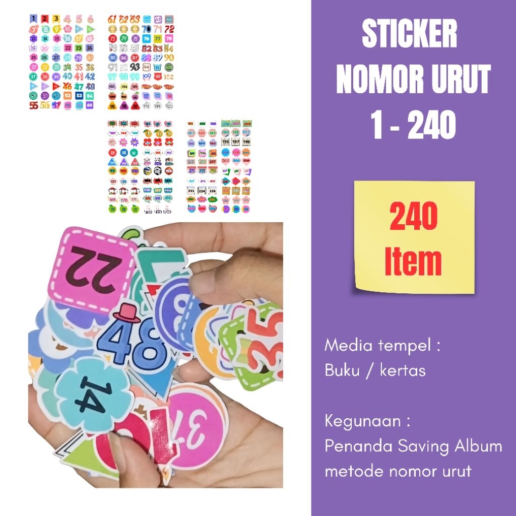 

Sticker album nabung metode nomor urut 1-240