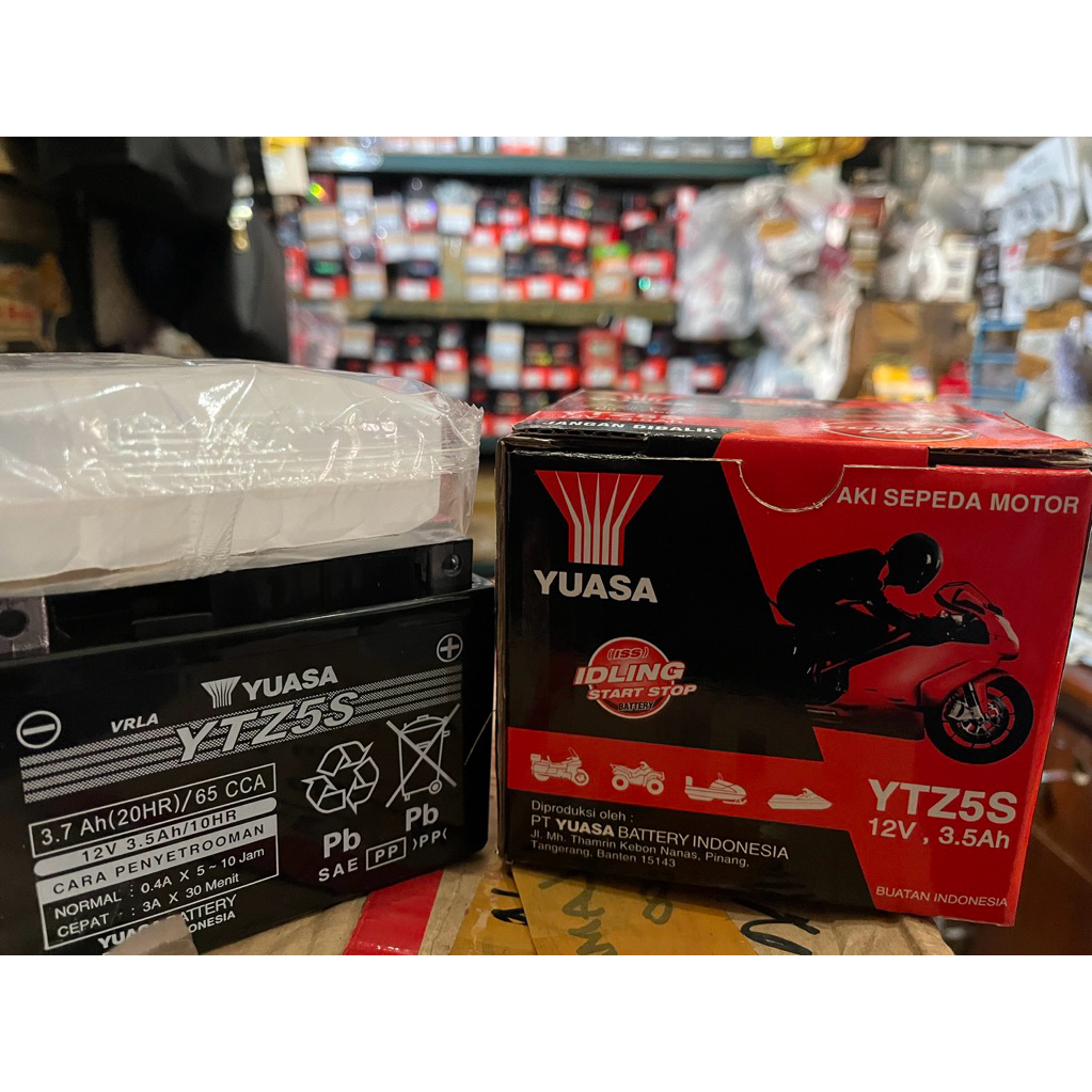 AKI BATERAI MOTOR SUPRA X125 BLADE REVO FIT VEGA ZR BEAT BEAT FI MIO SOUL SPIN YTZ-5S YUASA