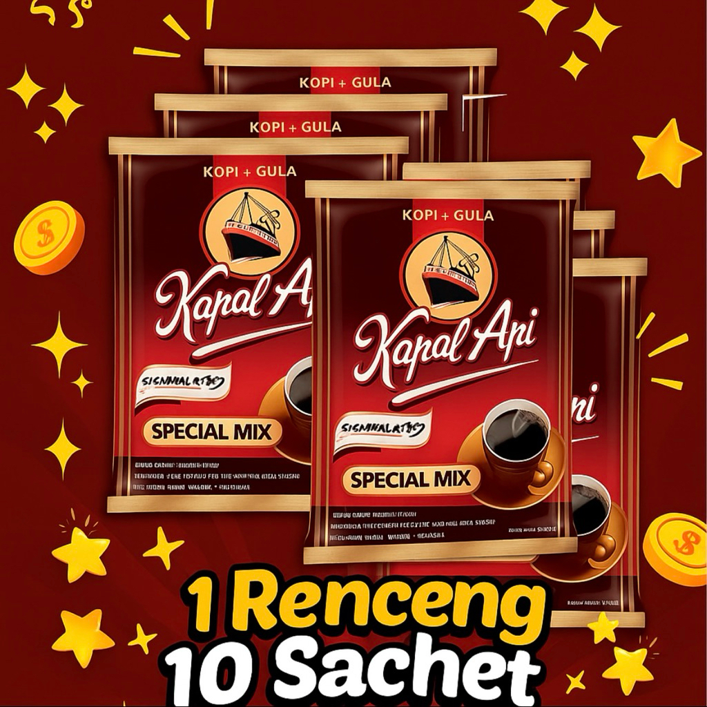

[TERLARIS] Kapal Api Special Mix 23g – 1 Renceng Isi 10 Sachet | Kopi + Gula Siap Seduh