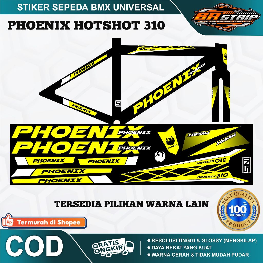 NEW stiker striping sepeda BMX 18 20 phoenix decal glossy lentur anti air