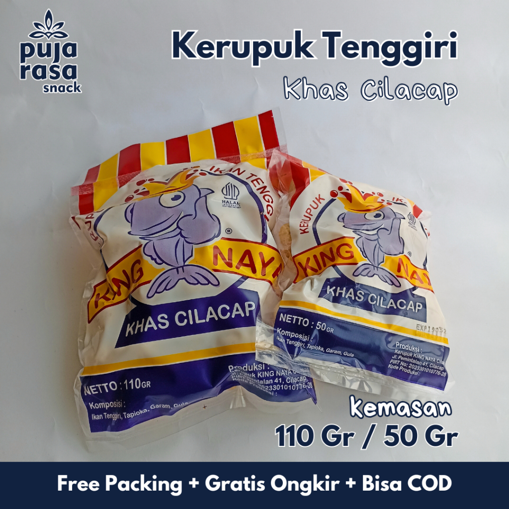 

KERUPUK KRUPUK IKAN TENGGIRI KING NAYA ASLI KHAS CILACAP GURIH RENYAH 110 GRAM