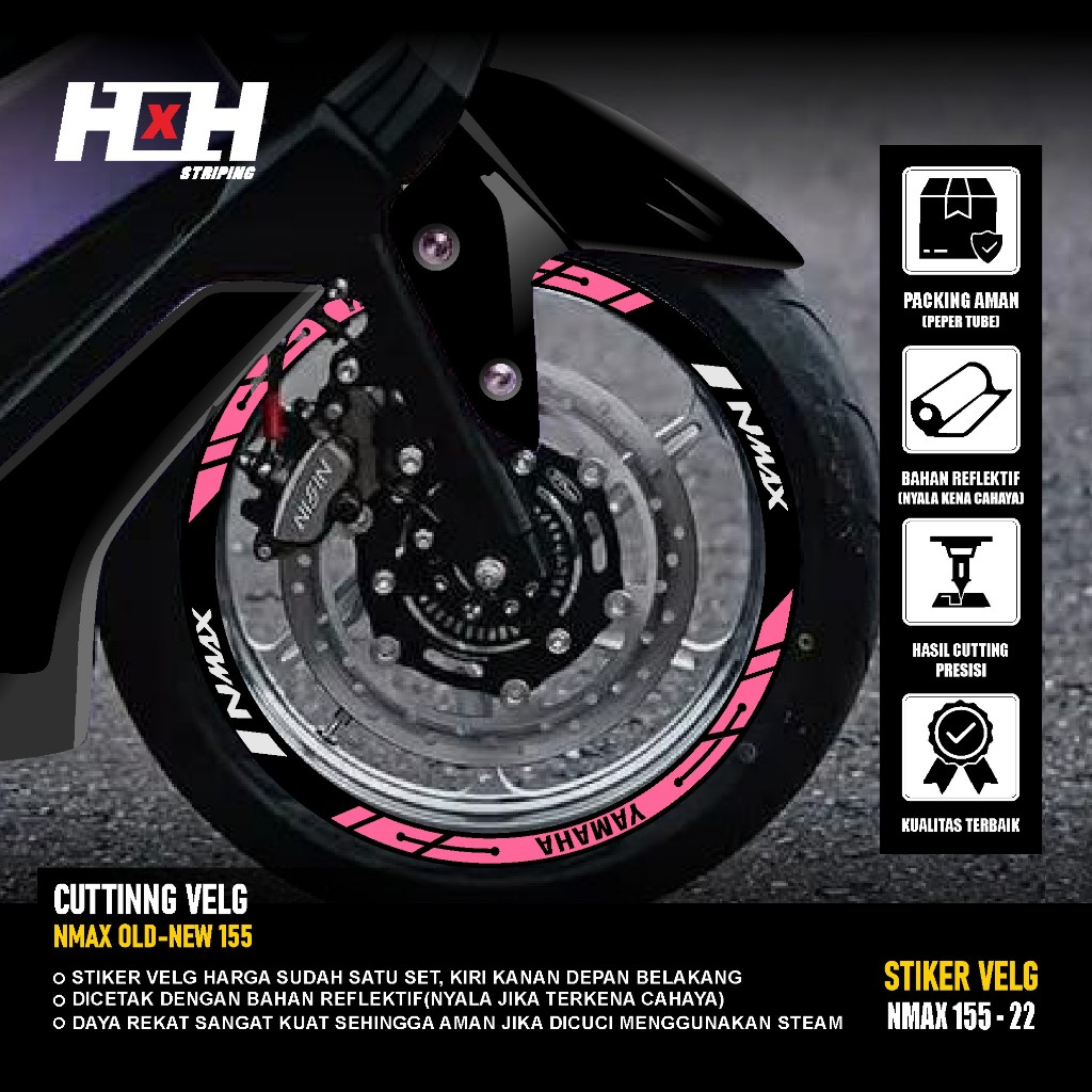 (COD) Cutting Sticker Velg yamaha Nmax 155 turbo connected Stiker Lis Variasi Ban velk nyala 22