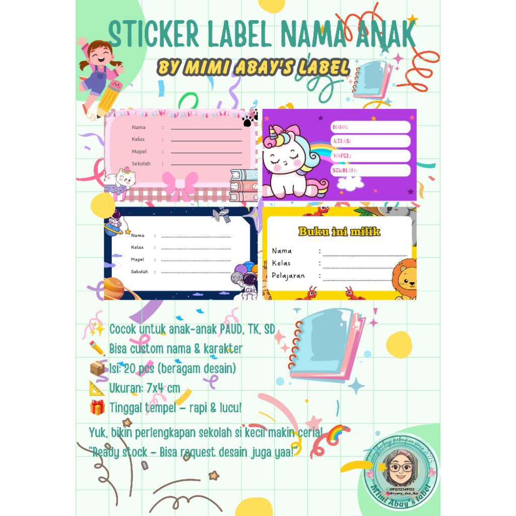 

Sticker Label Nama Anak Custom Karakter – Ready Stock Ziplock (Isi 20 pcs)