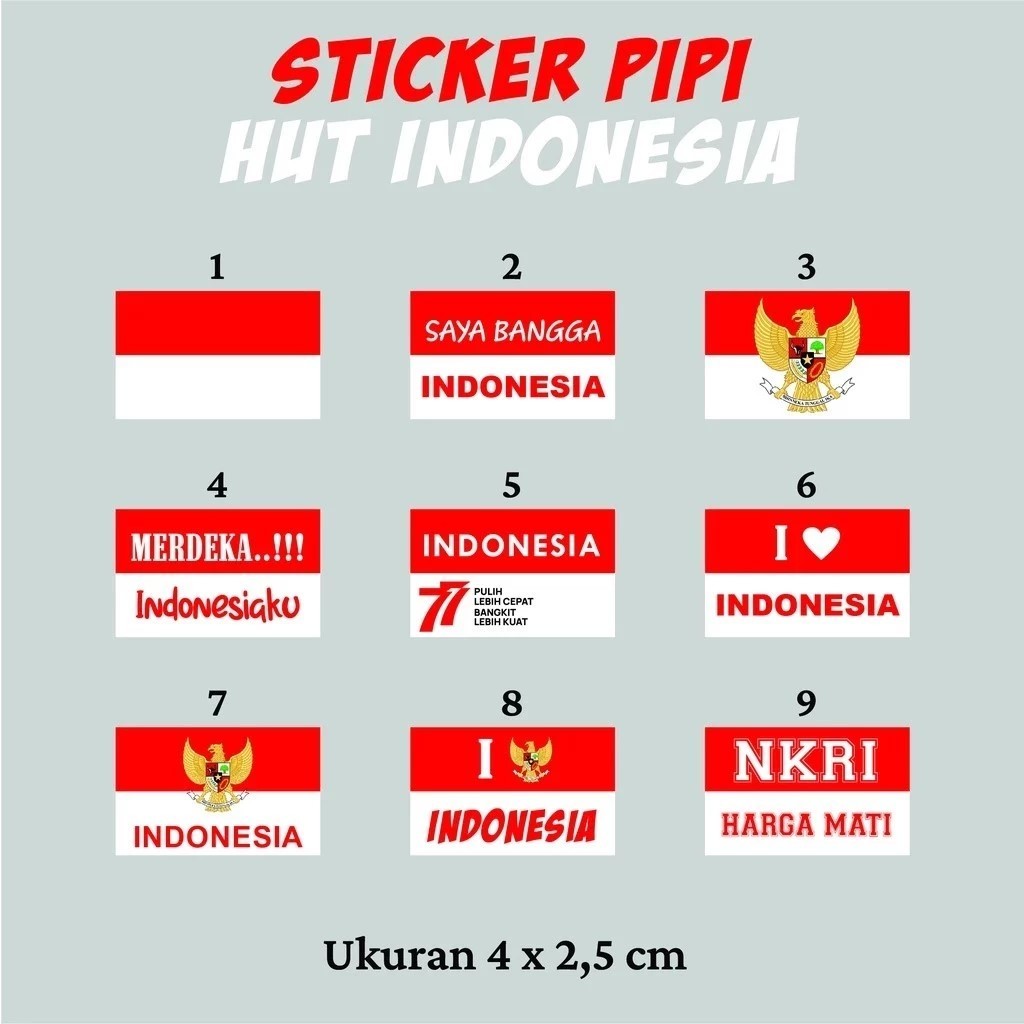 

Sticker pipi bendera Indonesia DIRGAHAYU HUT RI