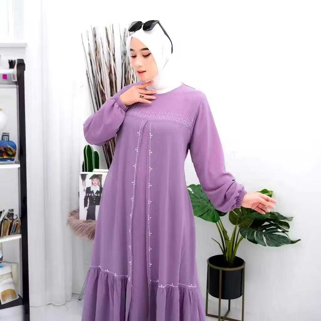 (NEW) LAVEA DRESS - BAJU DRESS GAMIS CRINKLE CRINGKLE MIX SWAROVSKI IBU ANAK WANITA DEWASA MUSLIM PE