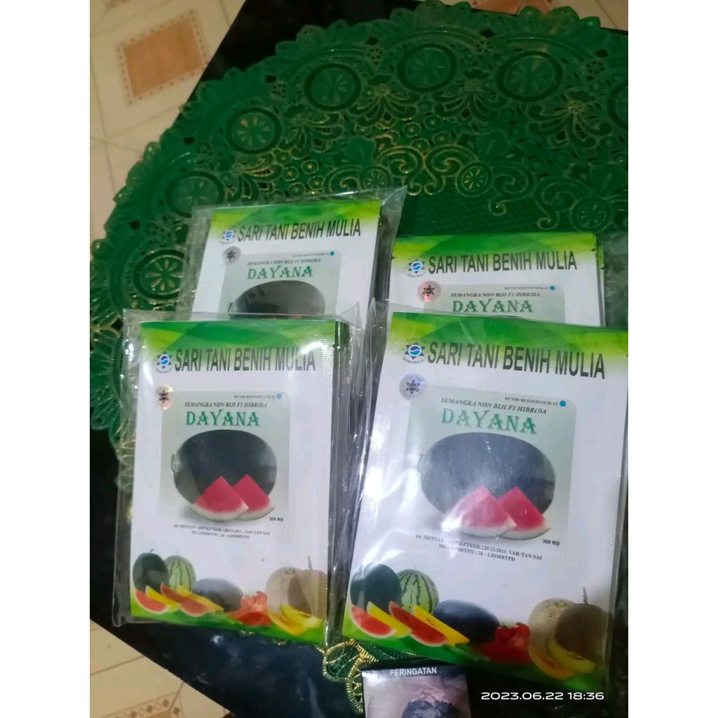 Benih Bibit Semangka Non biji Dayana F1, Tipe Lonjong Berbobot (Tahan Virus) isi 20 Gram 375 butir (