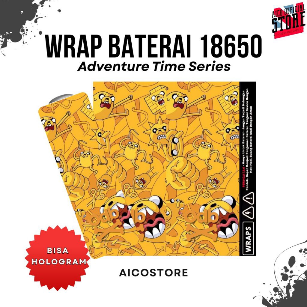 

FAMSTORE - Pelindung Baterai Stikerskin Wrap Baterai 18650 Motif Adventure time | Fin | Jake Anti Gores Anti Air Waterproof