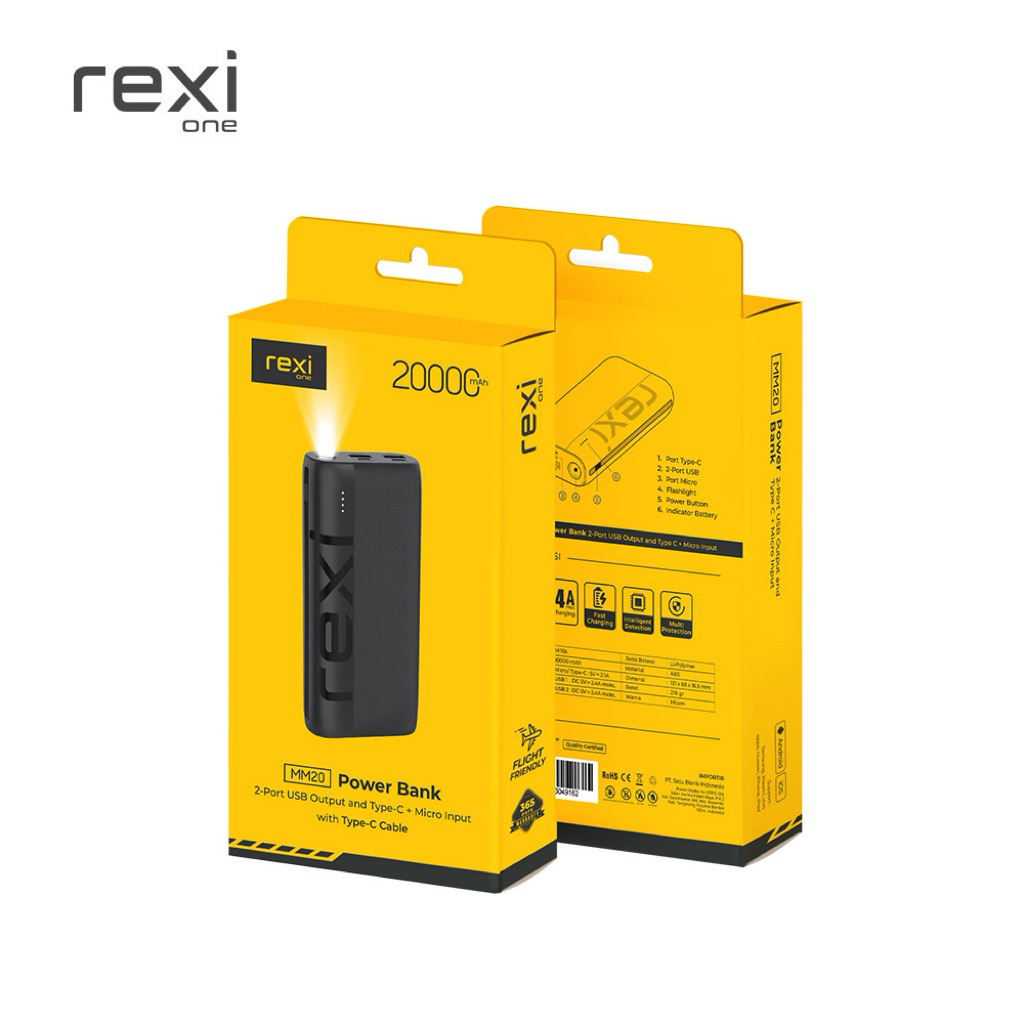 Rexi MM20 Powerbank 20.000Mah with LED Flashlight