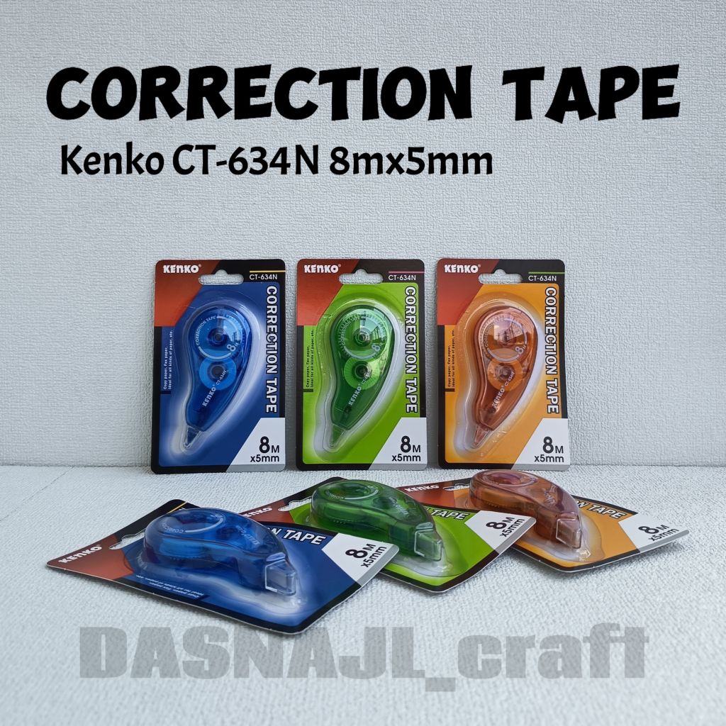 

( 1 pcs ) Correction Tape Kenko CT-634N 8mx5mm Tipe-X Kertas Stipo Kertas Tip Ex Kertas Roll Koreksi Pena Pita Koreksi