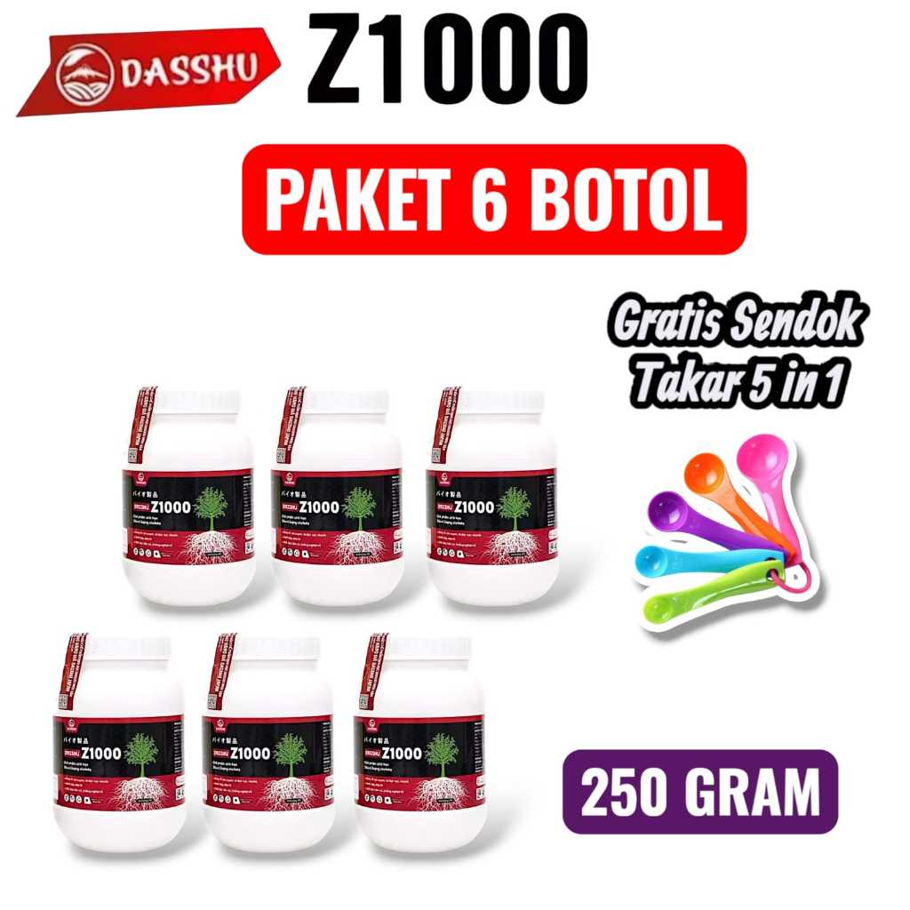 Dasshu Z1000 Jepang Original 250 Gram PAKET 6 BOTOL Bonus 1 Set Sendok Takar Pupuk Organik Jepang