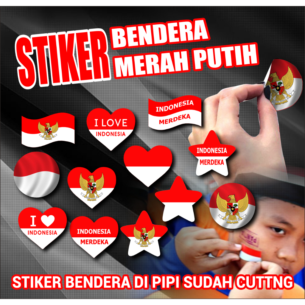 

Stiker Bandera merah putih tempel pipi dll sudah cutting volb