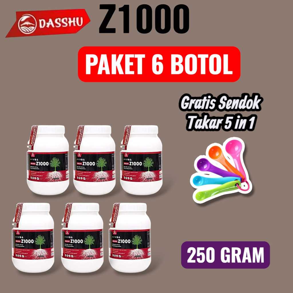 Dasshu Z1000 Jepang Original 250 Gram PAKET 6 BOTOL Bonus 1 Set Sendok Takar Pupuk Organik Jepang