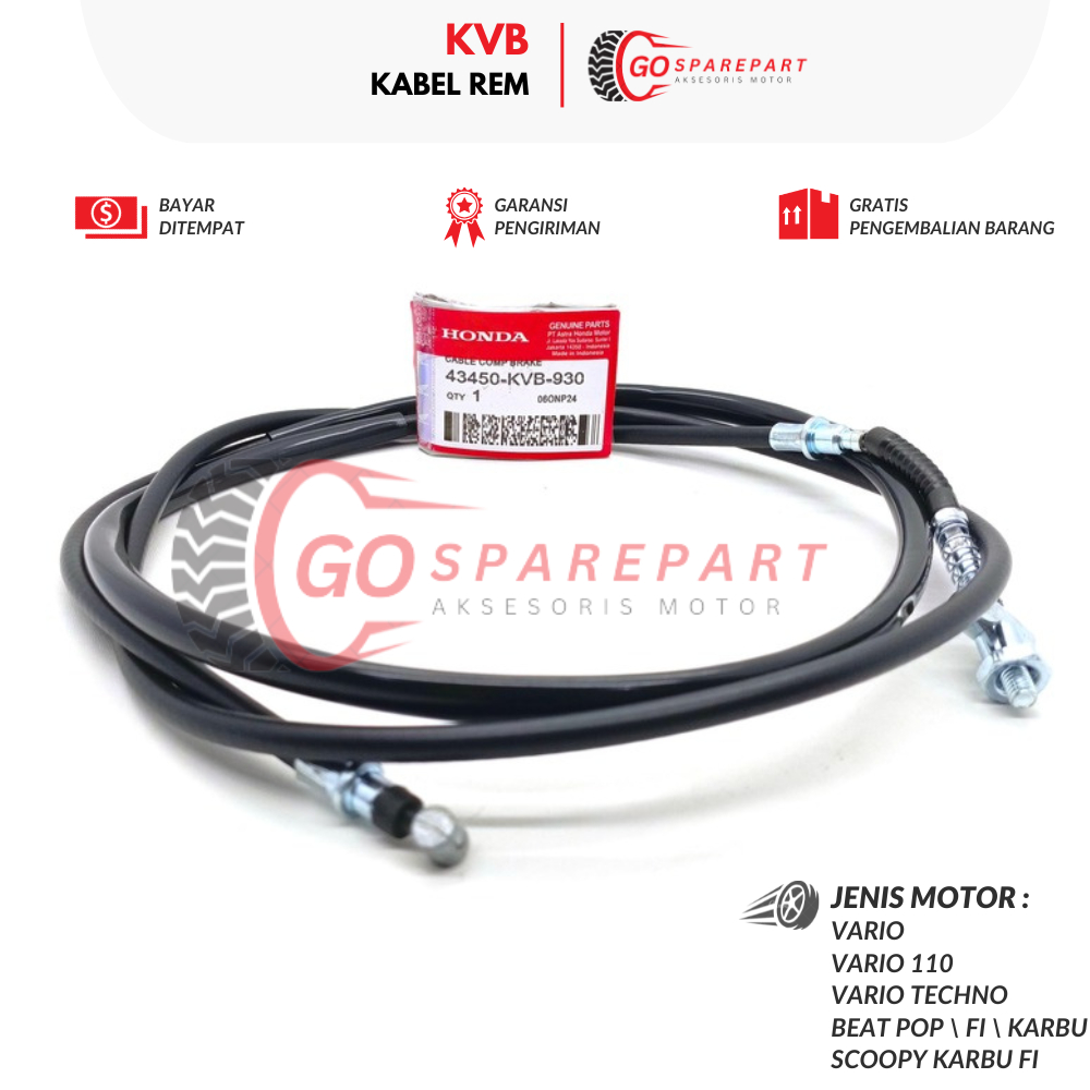 KVB KABEL REM MOTOR HONDA VARIO / KABEL REM BELAKANG MOTOR BEAT / SUKU CADANG REM BEAT POP / KABEL T