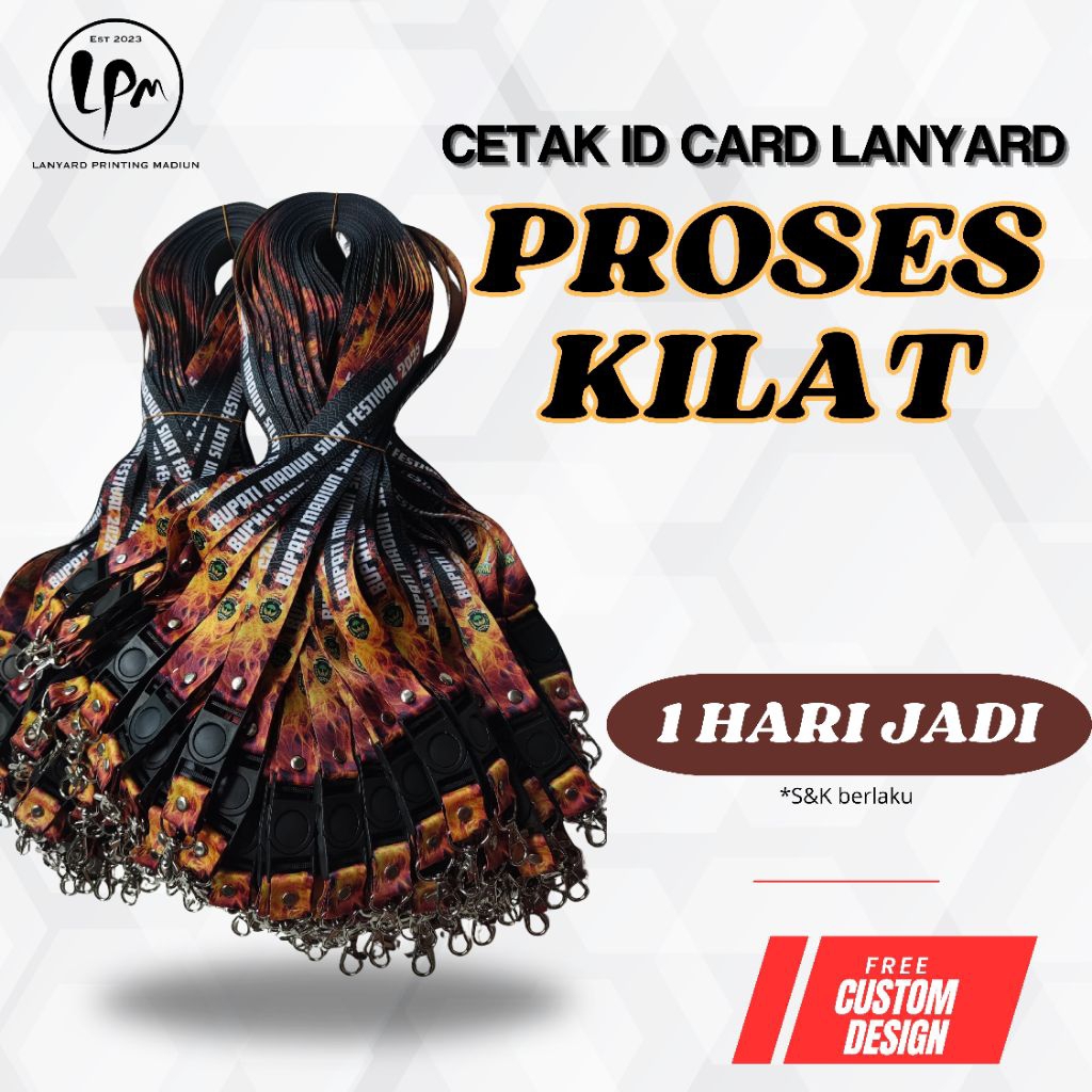 

( KILAT 1 HARI JADI) LANYARD ID CARD CUSTOM 2 CM 1 SISI/ CETAK LANYARD PRINTING SUBLIM/ CETAK TALI LANYARD ID CARD