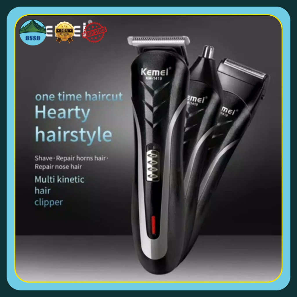 Alat Cukur Rambut Kemei KM-1419 | Cukuran Rechargeable | Clipper Portable | Mesin Cukur Praktis