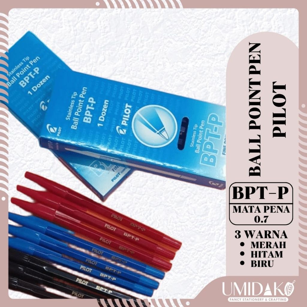 

[UMIDAKO] BOLPOIN PILOT BPTP HITAM MERAH BIRU PAK(12PCS)