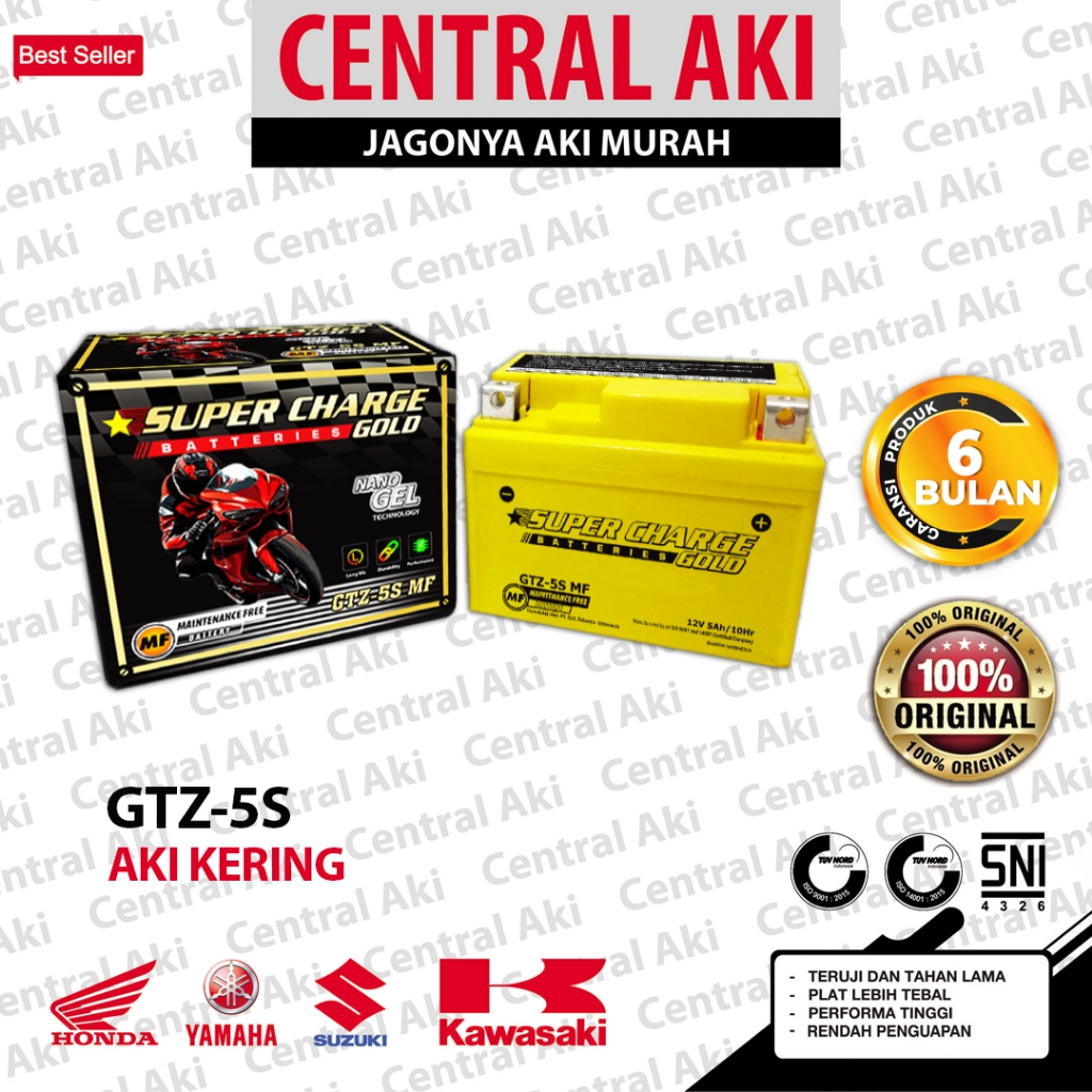 Aki Scoopy Karbu SUPERCHARGE GOLD GTZ5S Accu Motor Gel