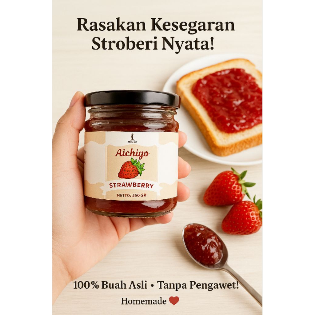

AICHIGO selai strawberry homemade (MADE BY ORDER, dibuat hari yang sama saat dikirim)