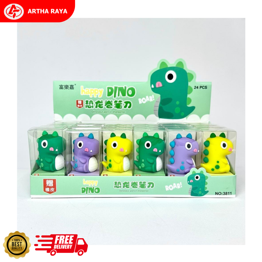 

Peruncing Pensil Karakter Lucu 3D Happy Dino