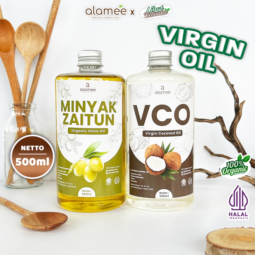 

ALAMEE Virgin Coconut Oil Minyak Zaitun Kelapa Murni Extra VCO Dapat Di minum Di masak Organik 500ml LIHAT KEBUNKU