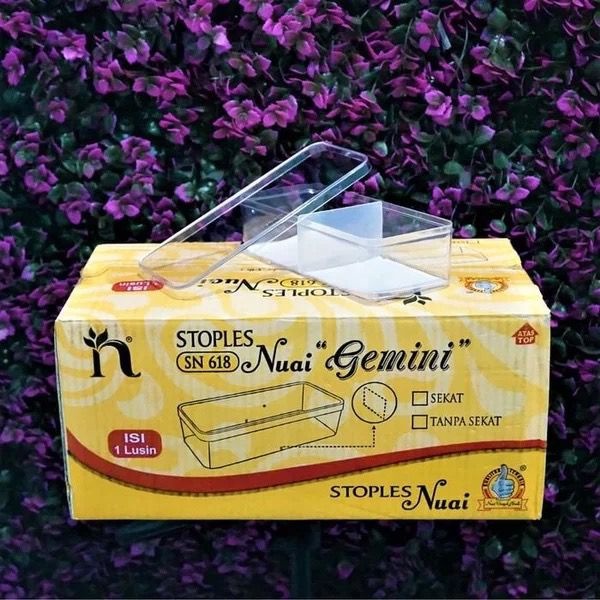 Nuai Toples Kue 618 Sekat 2 Gemini Kotak Nuai Mika Bening 12 Pcs