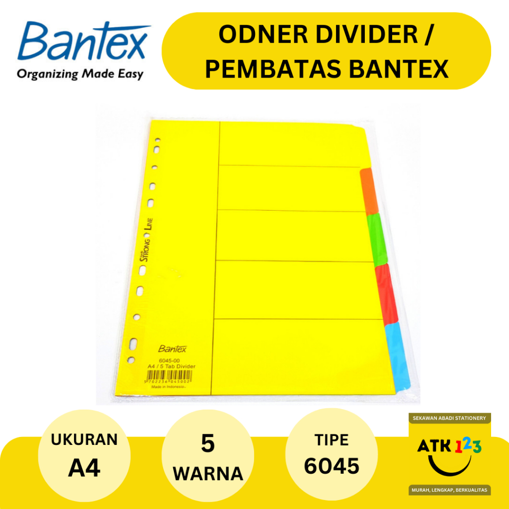 

BANTEX Binder Divider Pembatas Binder Ukuran A4 Bahan Cardboard 6045 - 5 Warna
