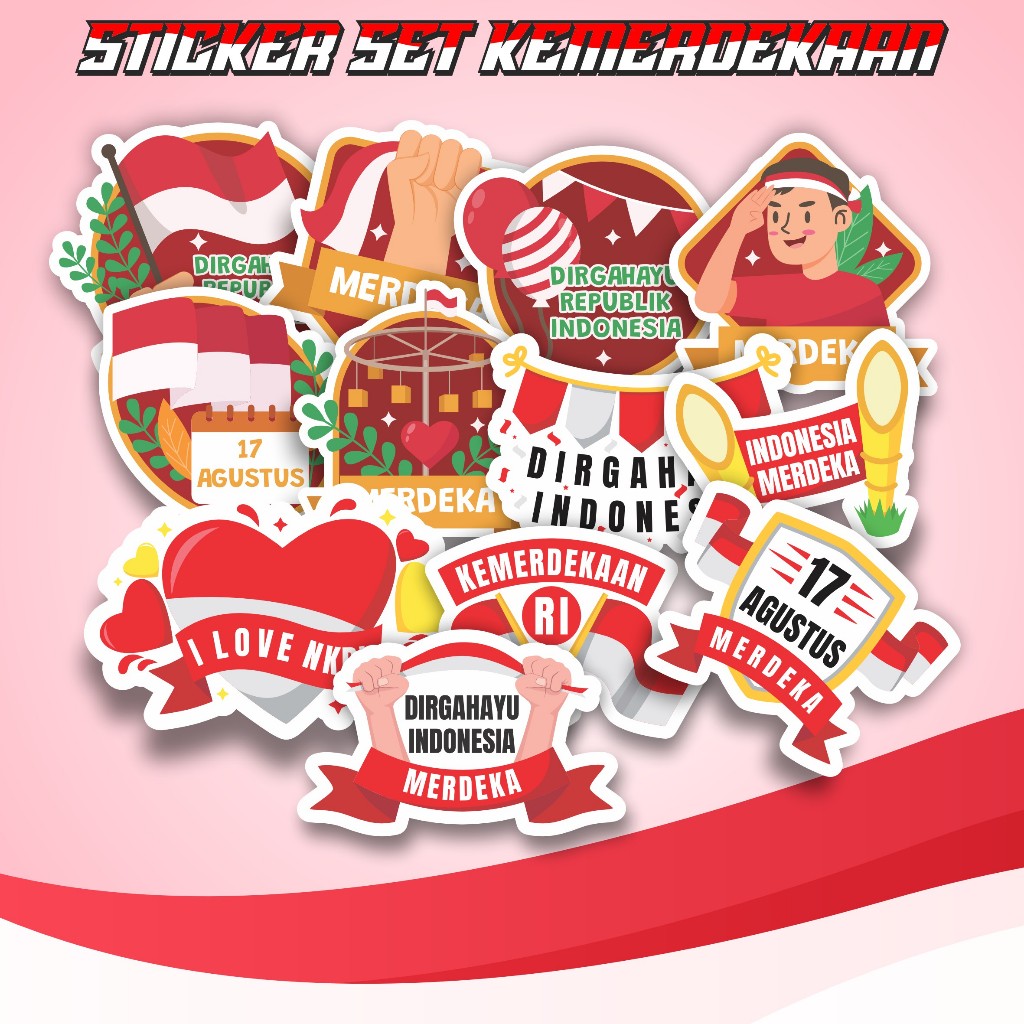 

Sticker Pack Stiker Set Tema Kemerdekaan Indonesia Dirgahayau RI