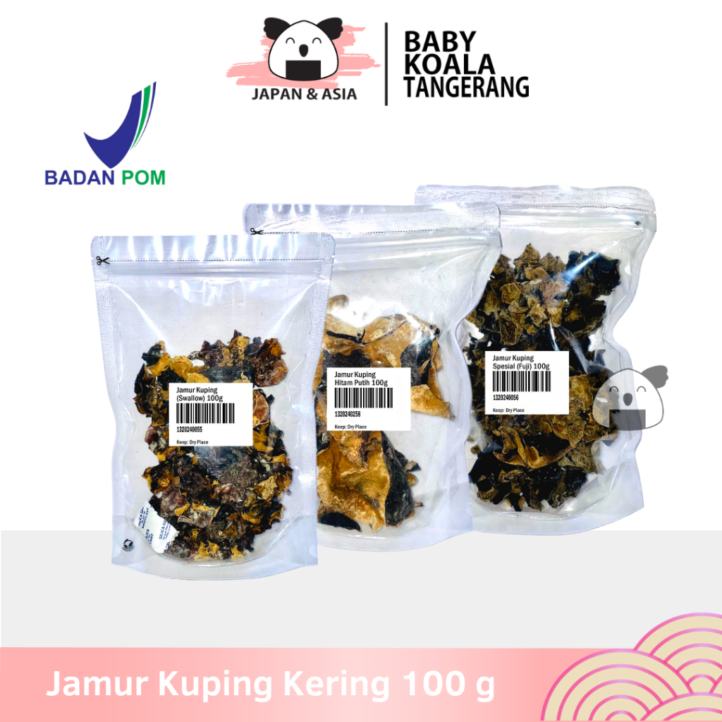 

BOKNI JAMUR KUPING KERING 100 g | Swallow Hitam Putih Fuji Black Fungus -BKT