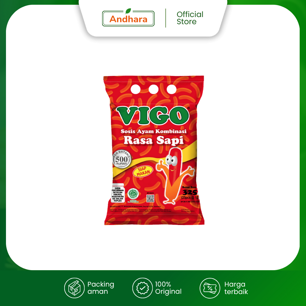 

Vigo Sosis Rasa Sapi Siap Makan Isi 25 - Sosis Ayam Kombinasi Rasa Sapi - Sosis Siap Makan