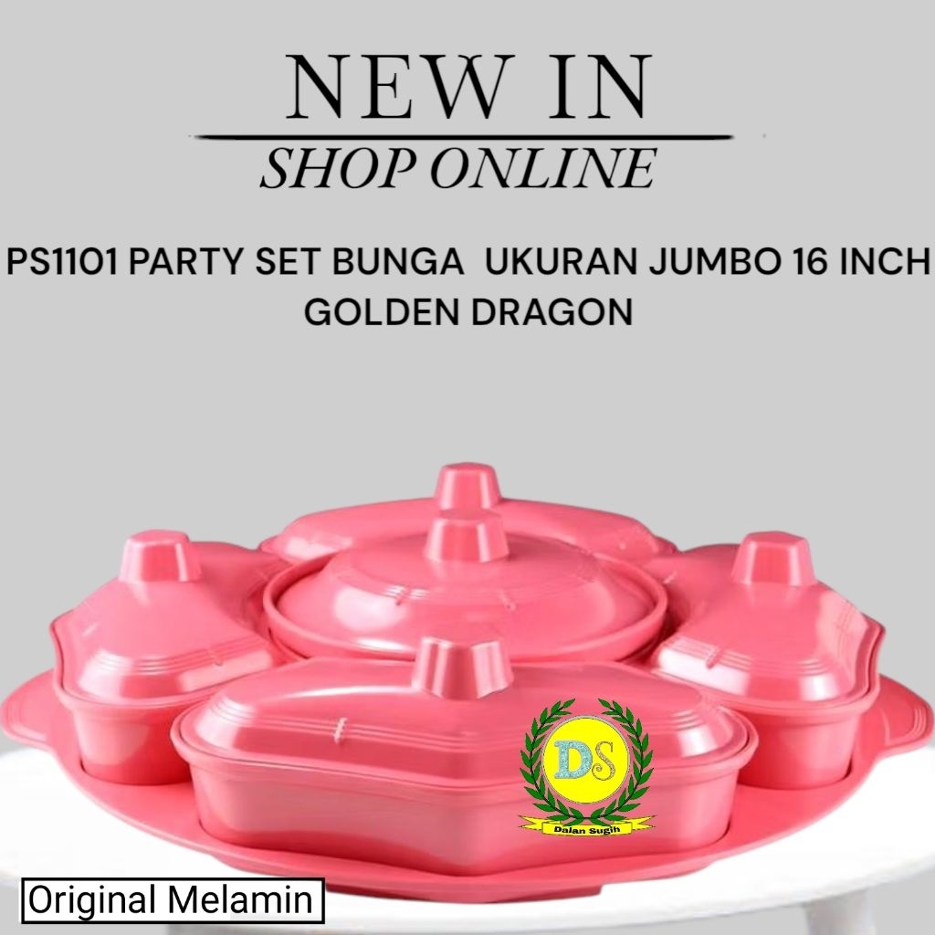 Original Melamin PS1101 Party Set Bunga Jumbo 16 Inch Golden Dragon