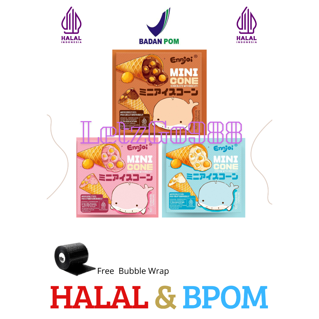 

Ennjoi Wafer Mini Cone Coklat /Cone Strwberry/ Cone Yogurt /Wafer Kerucut Mini /Stik Biskuit